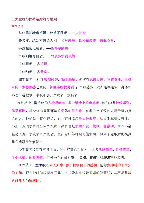 本人手相实践经验初步总结