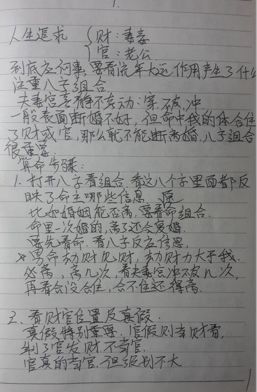 杨清娟盲派八字深圳班全程笔记手写