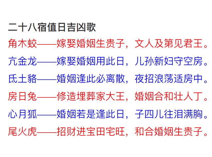 紫微斗数《二十八宿嫁娶吉凶》44页