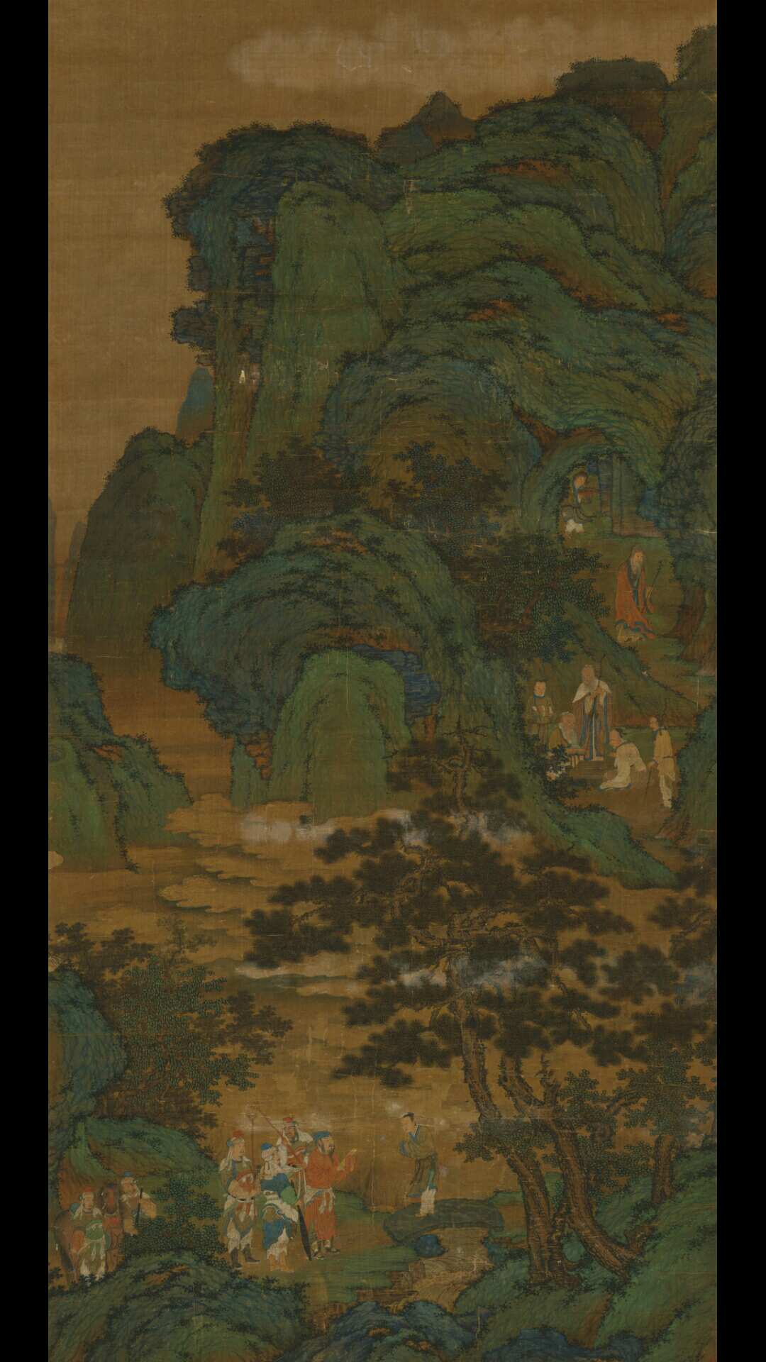 元，佚名  商山四皓图轴  绢本 设色 155.3X77