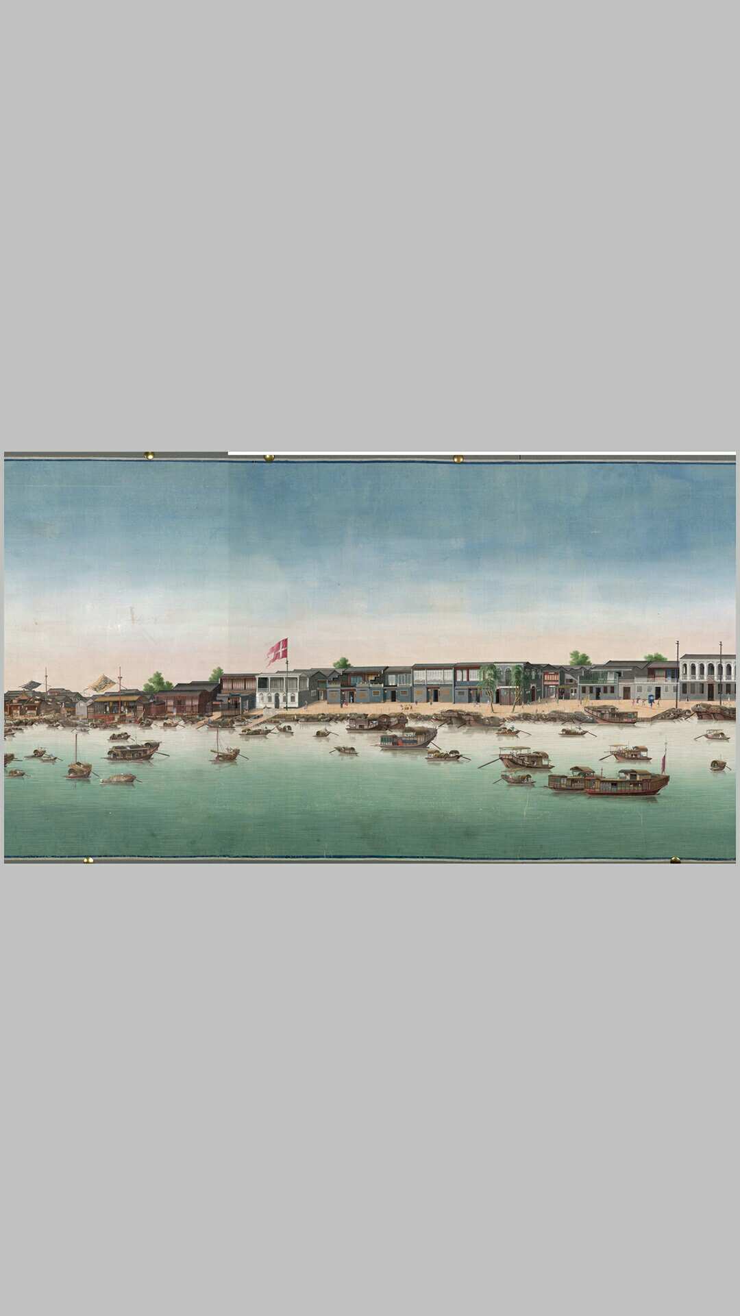 广州城珠江滩景图.47056X4512像素.大英图书馆藏.清乾隆时期彩绘绢本