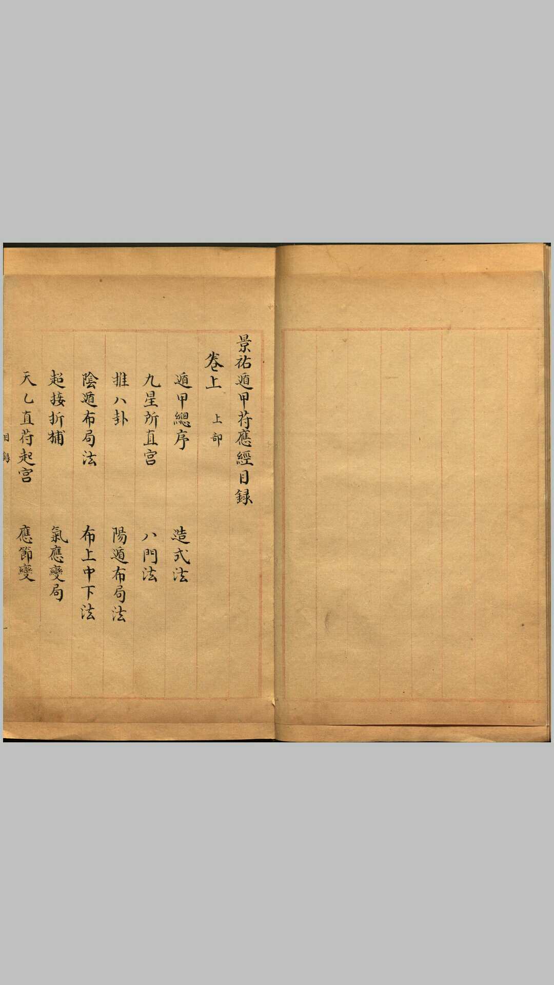 景祐遁甲符应经.上部三卷.下部三卷.宋.杨维德等撰.明末朱丝栏钞本