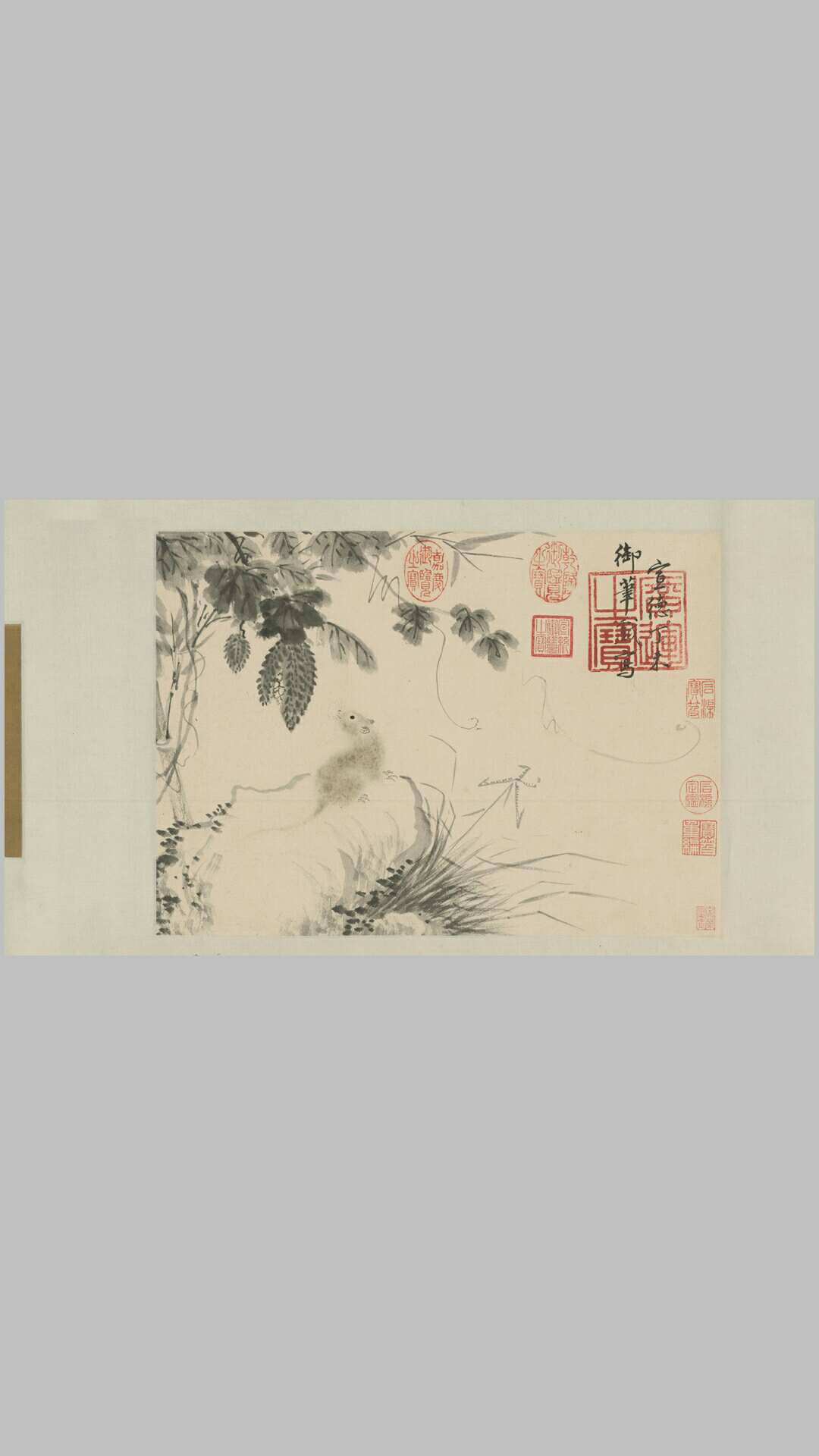 三鼠图卷.明宣宗.朱瞻基作.纸本.绢本.墨笔.41047×7498像素.北京故宫博物院藏
