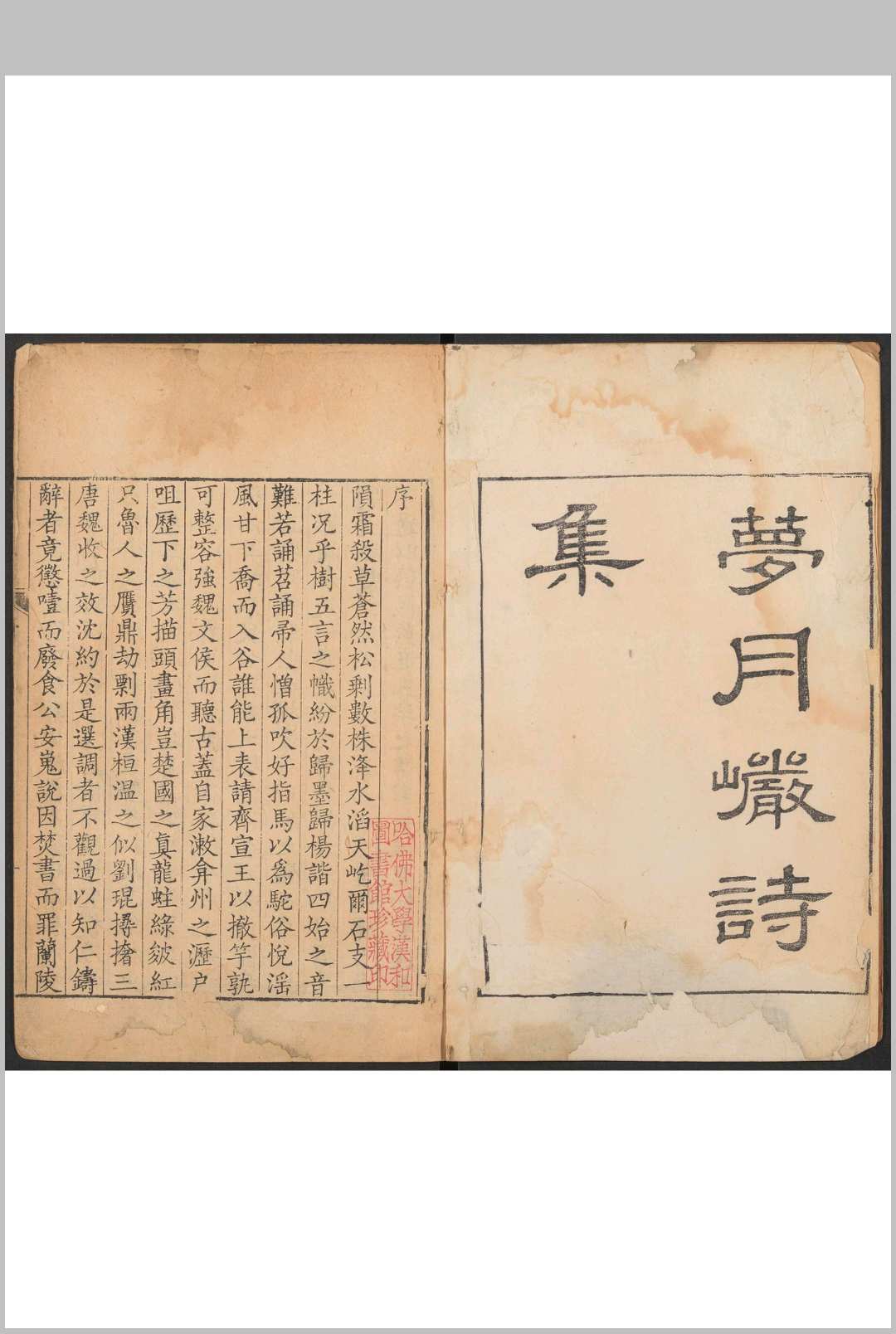 梦月岩诗集  二十卷, 诗馀一卷 吕履恒撰  周稚廉等编选 新安吕氏家刊本, 清雍正3年