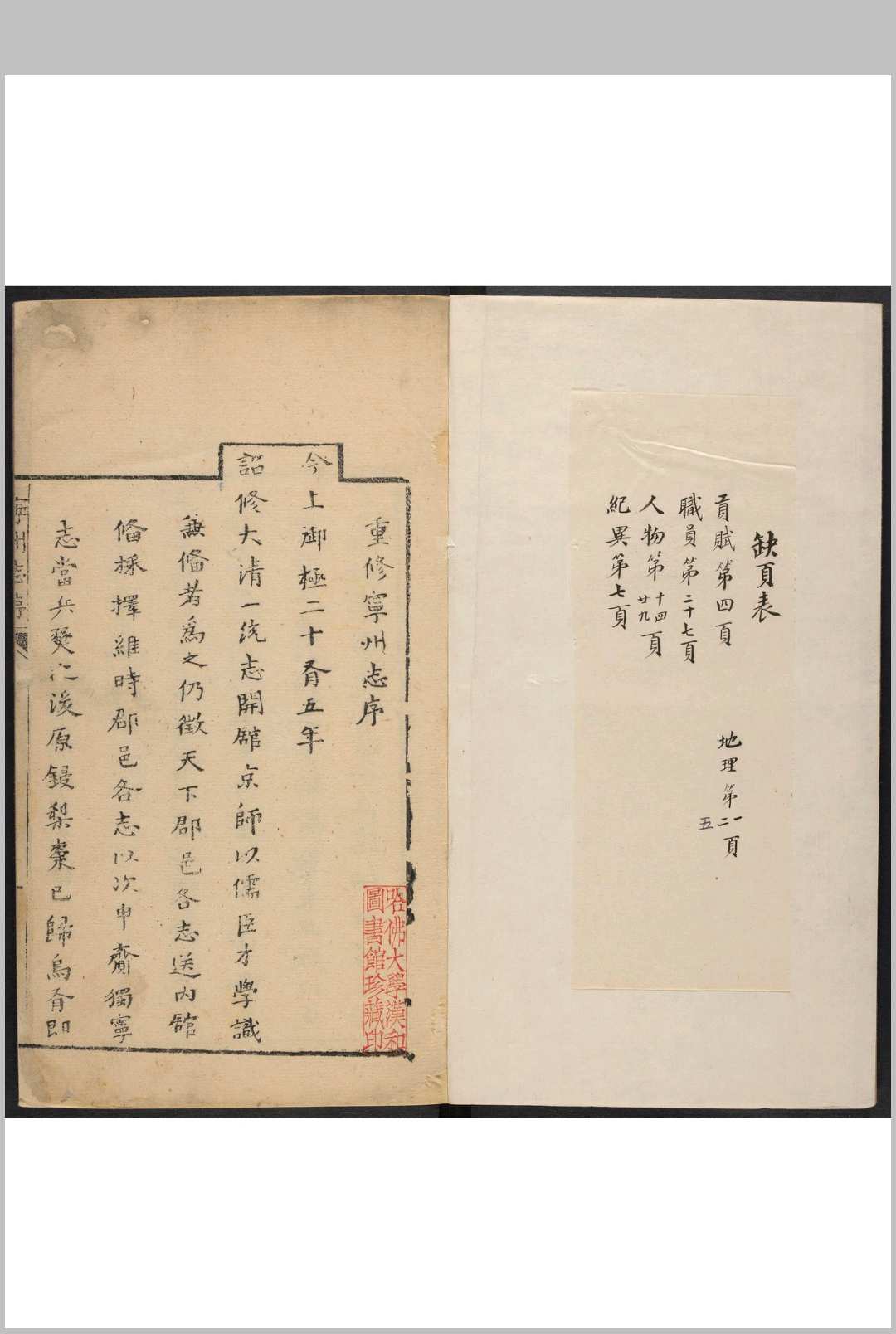 宁州志  5卷 王星麟等纂  晋显卿修. 康熙26年