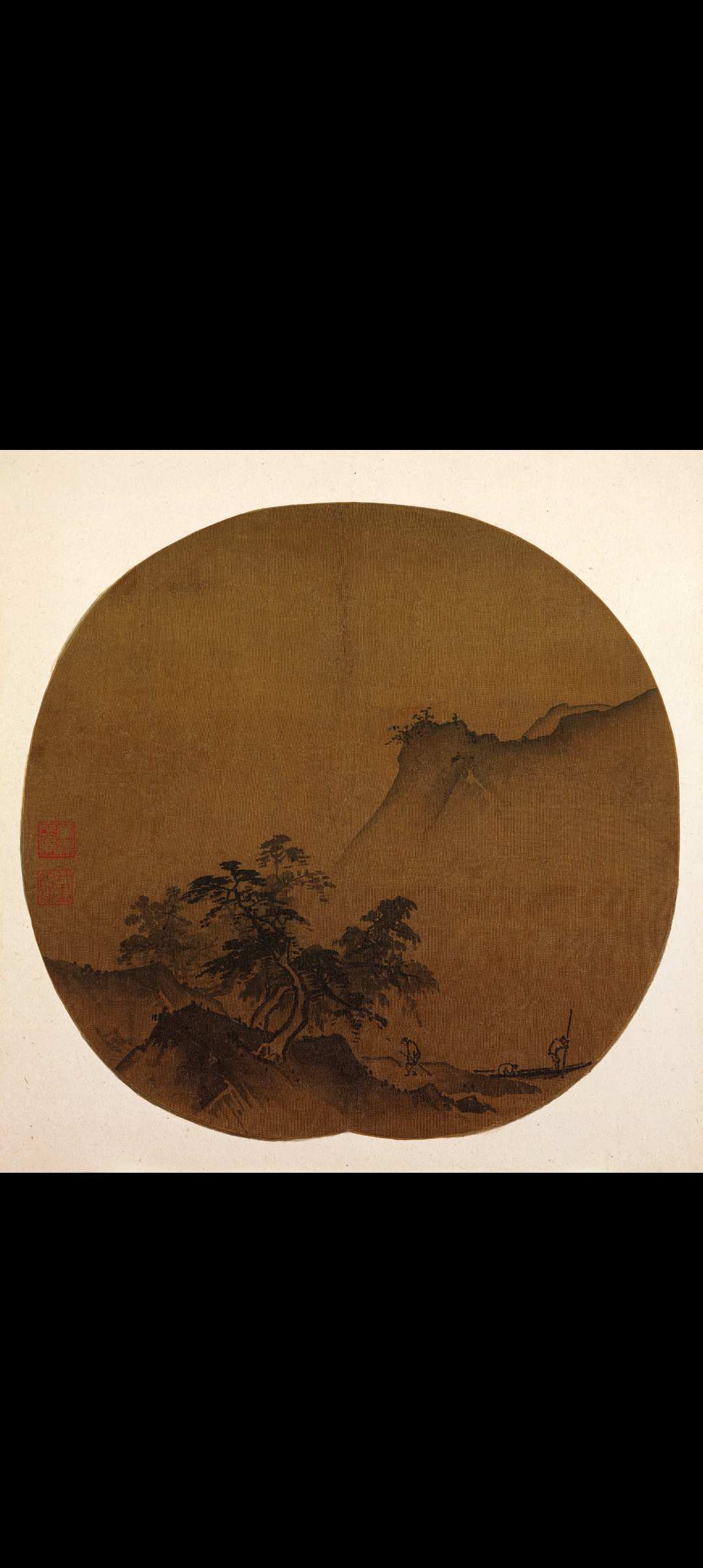 宋 夏圭 泽畔疾风图绢本26x27cm