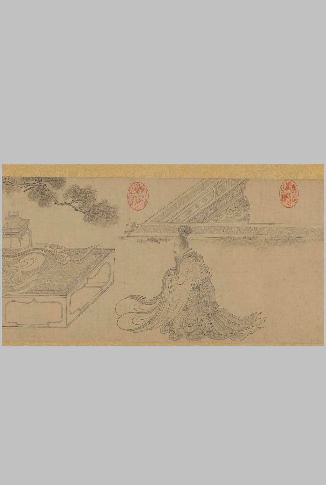 老子授经图卷.传元代.盛懋作.吴叡.隶书道德经.纸本墨笔