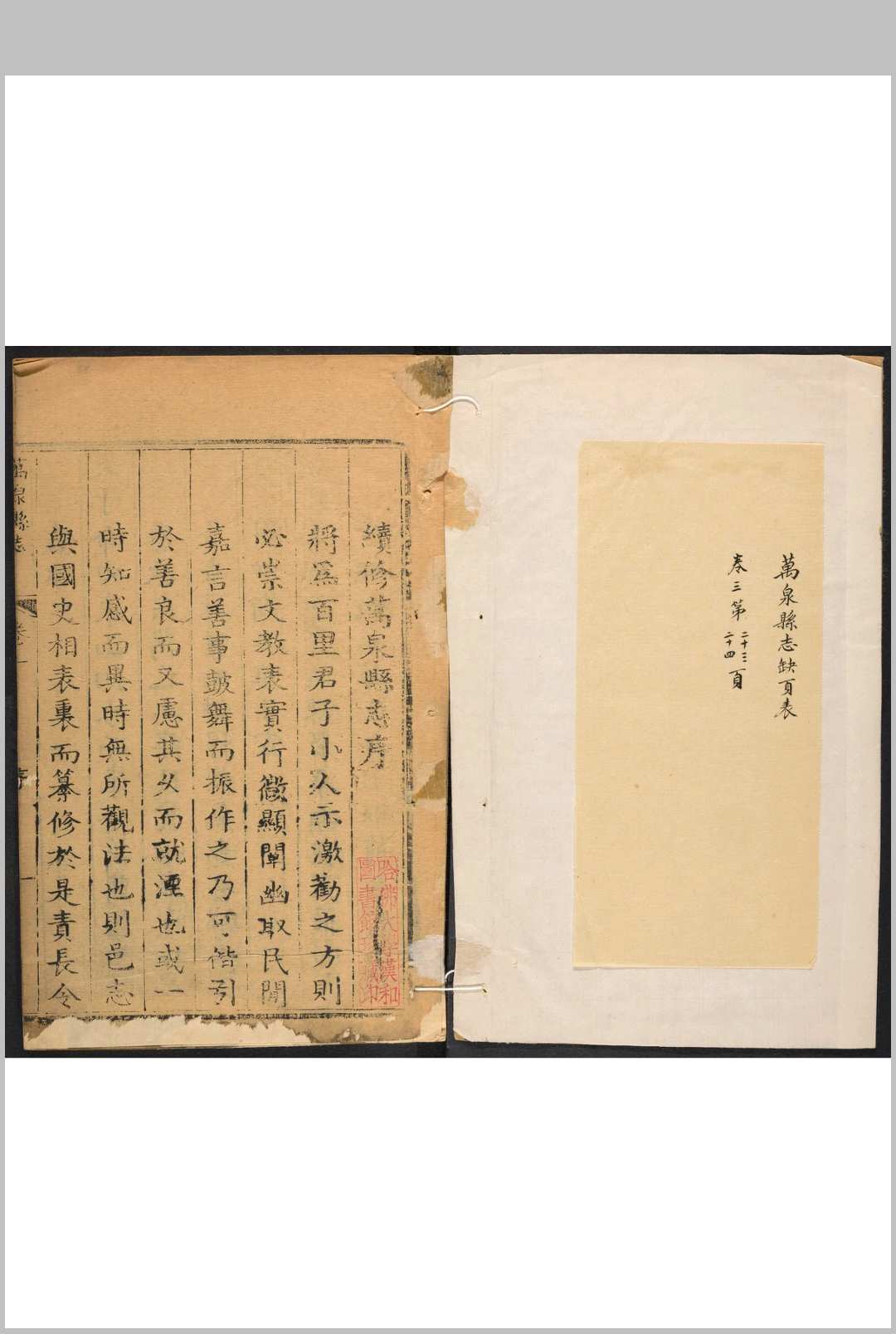 万泉县志  8卷 张史笔纂  毕宿焘修.乾隆23年 [1758]