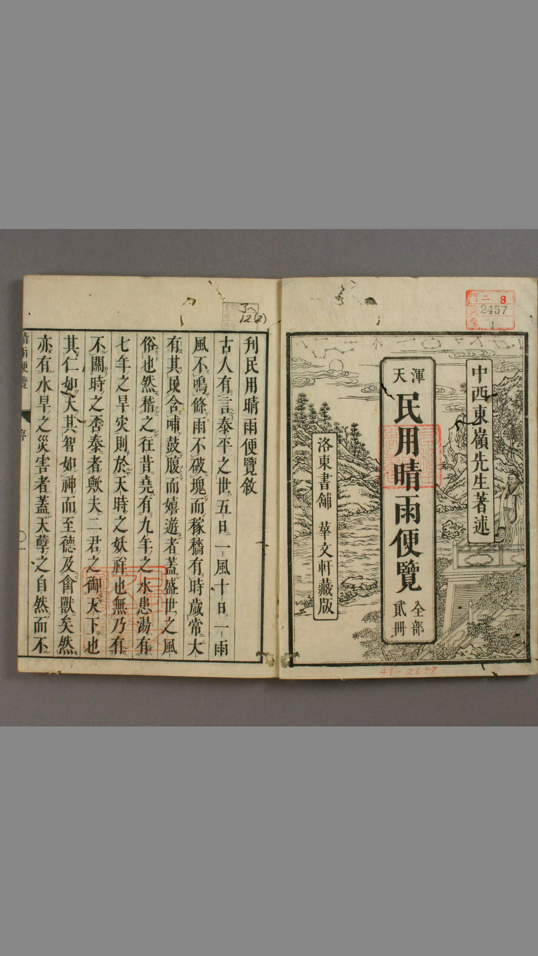 民用晴雨便览. 卷之上 下  中西敬房 著述
