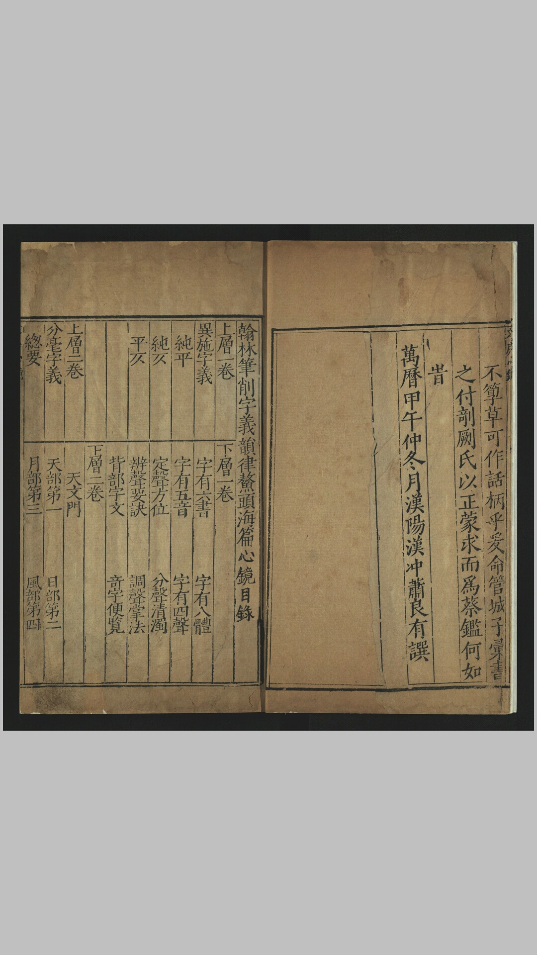 翰林笔削字义韵律鳌头海篇心镜20卷.明.萧良有撰.明.余应奎订.明万历间王廷极、唐廷仁刊本