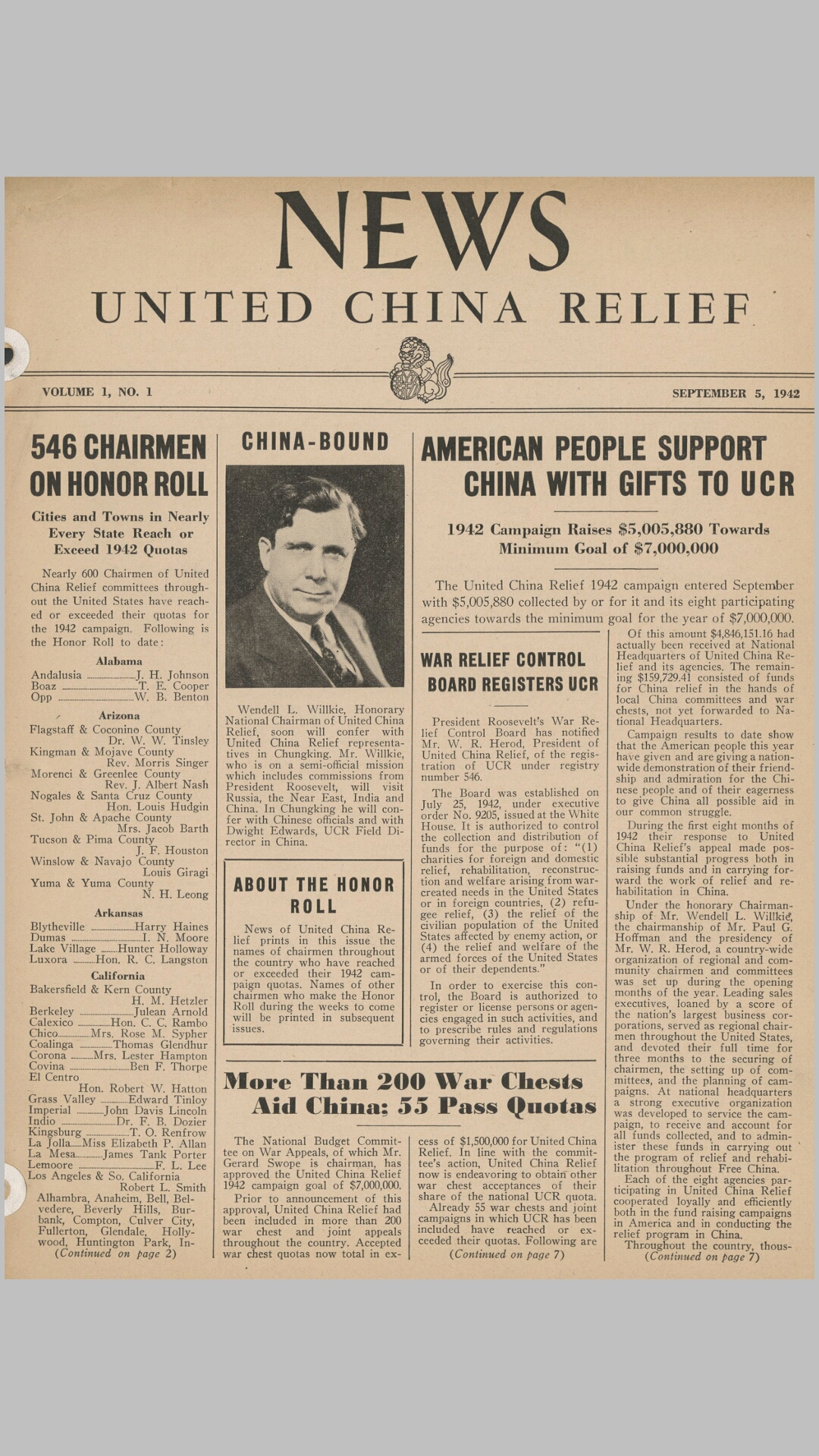 中国新闻.News of China.By United China Relief.美国援华联合会.月刊.19421946年