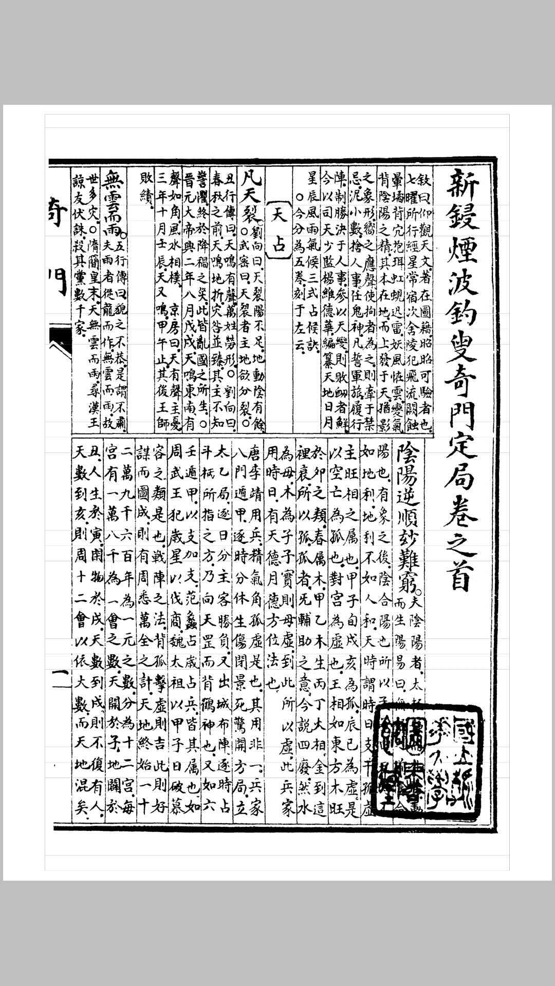宝颜堂秘笈[新钦烟波钓叟奇门定局](明·陈继儒)