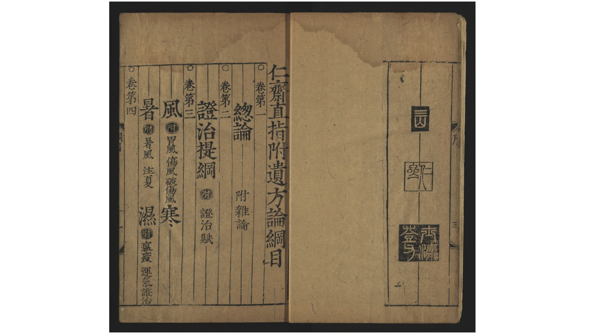 新刊仁斋直指附遗方论26卷小儿附遗方论5卷方论医脉真经2卷伤寒类书活人总括7卷.宋.杨士瀛撰.明.朱崇正补遗.明嘉靖29年