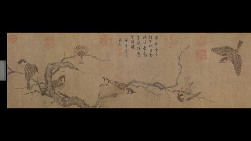 北宋 崔白 寒雀图卷(全卷)绢本25.5cx101.4北京故宫