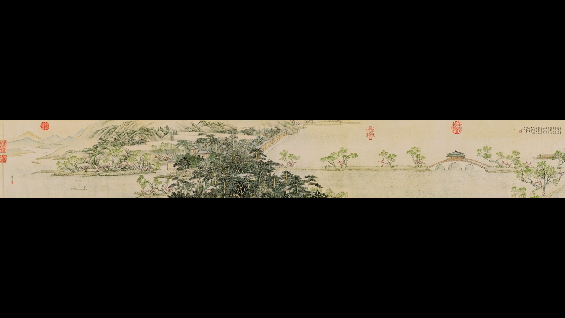 清 徐扬 玉带桥诗意图卷全卷纸本15.4 x124