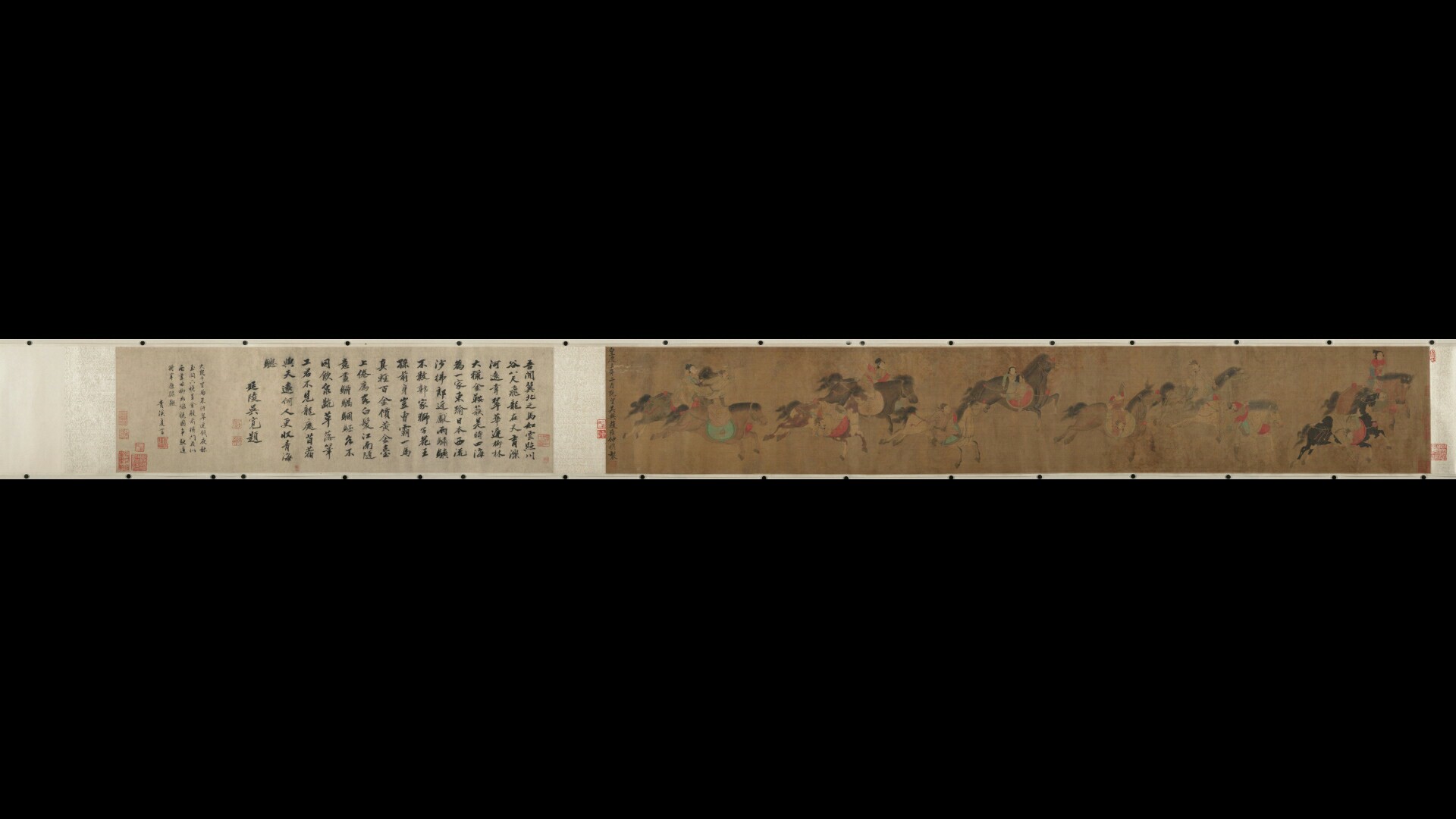 元代 赵雍 蒙古马戏卷 26.7×172