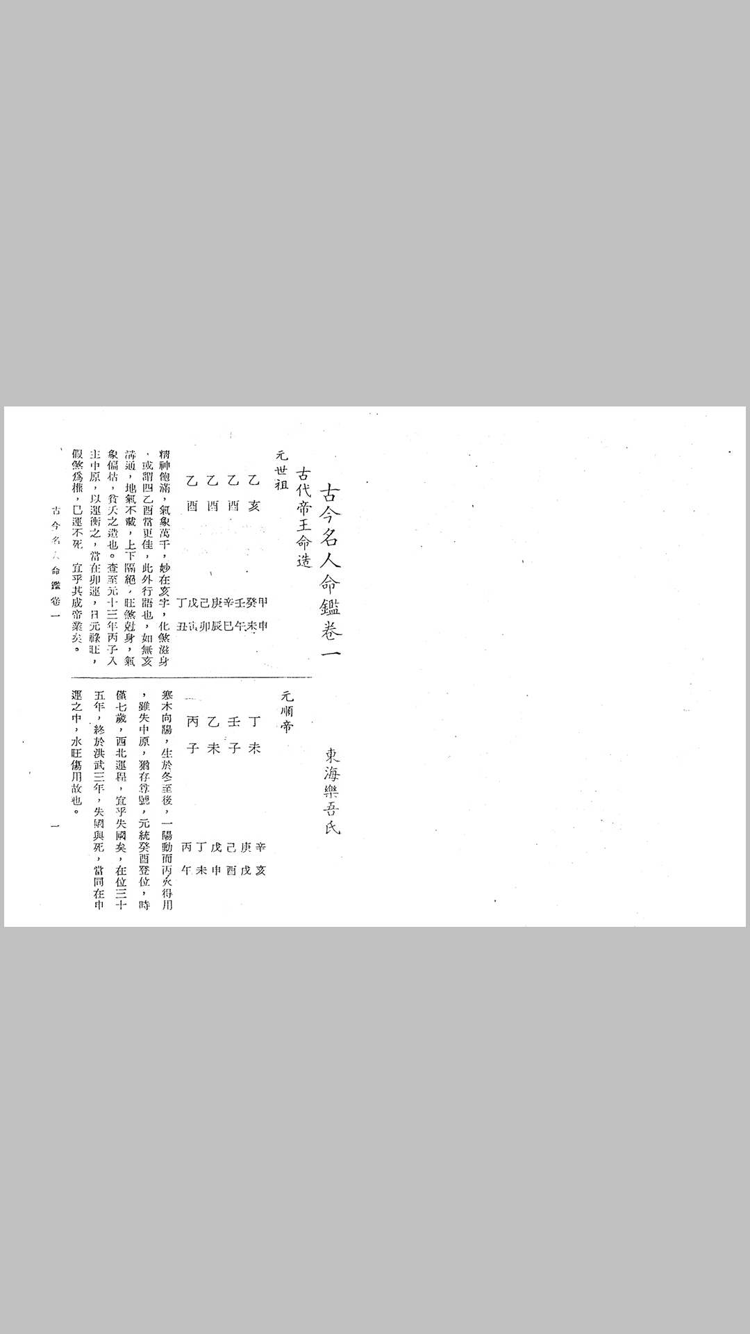 古今名人命鉴（徐乐吾）