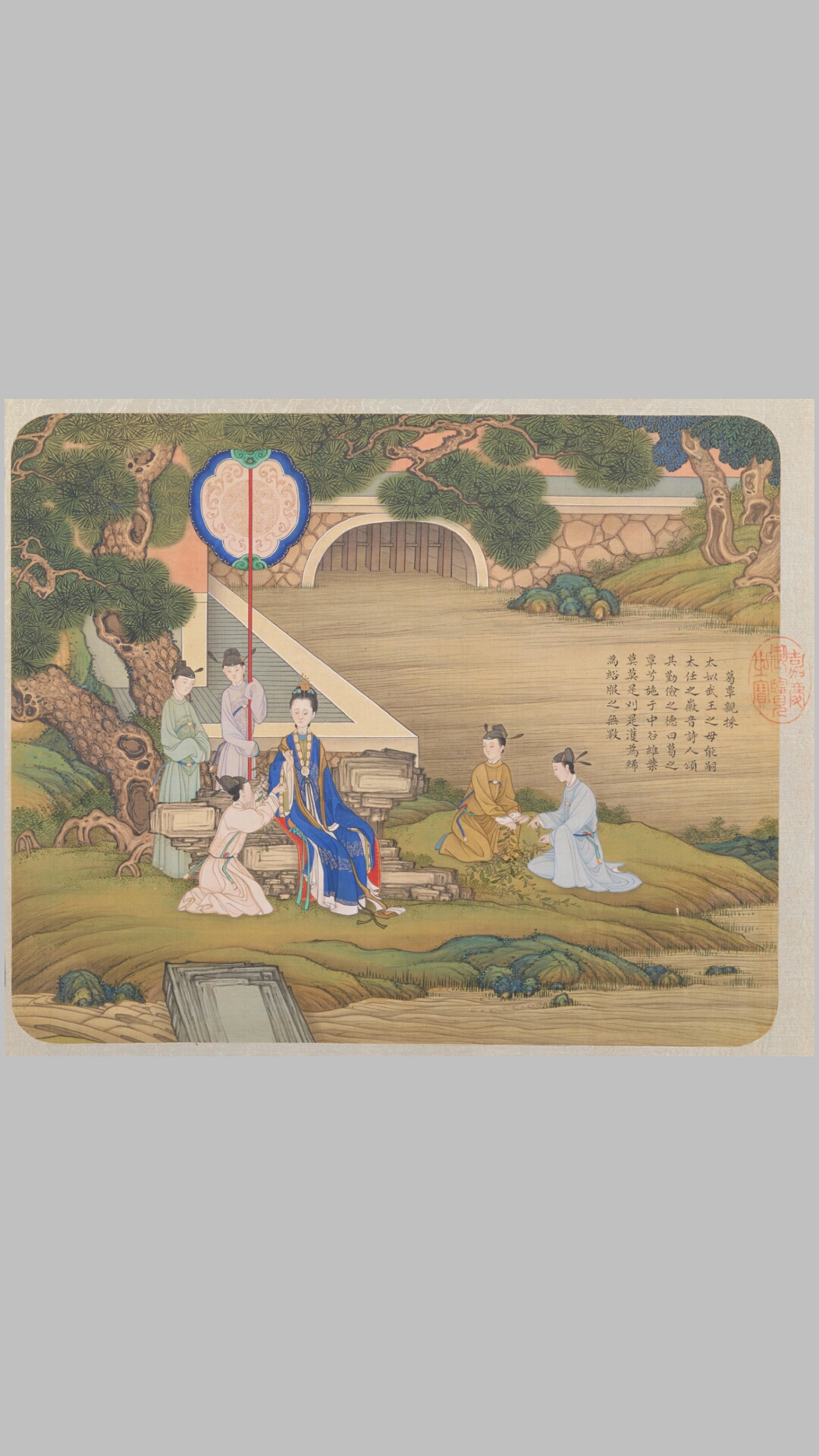 历朝贤后故事图.十二帧.清.焦秉贞绘.绢本设色.故宫博物院藏