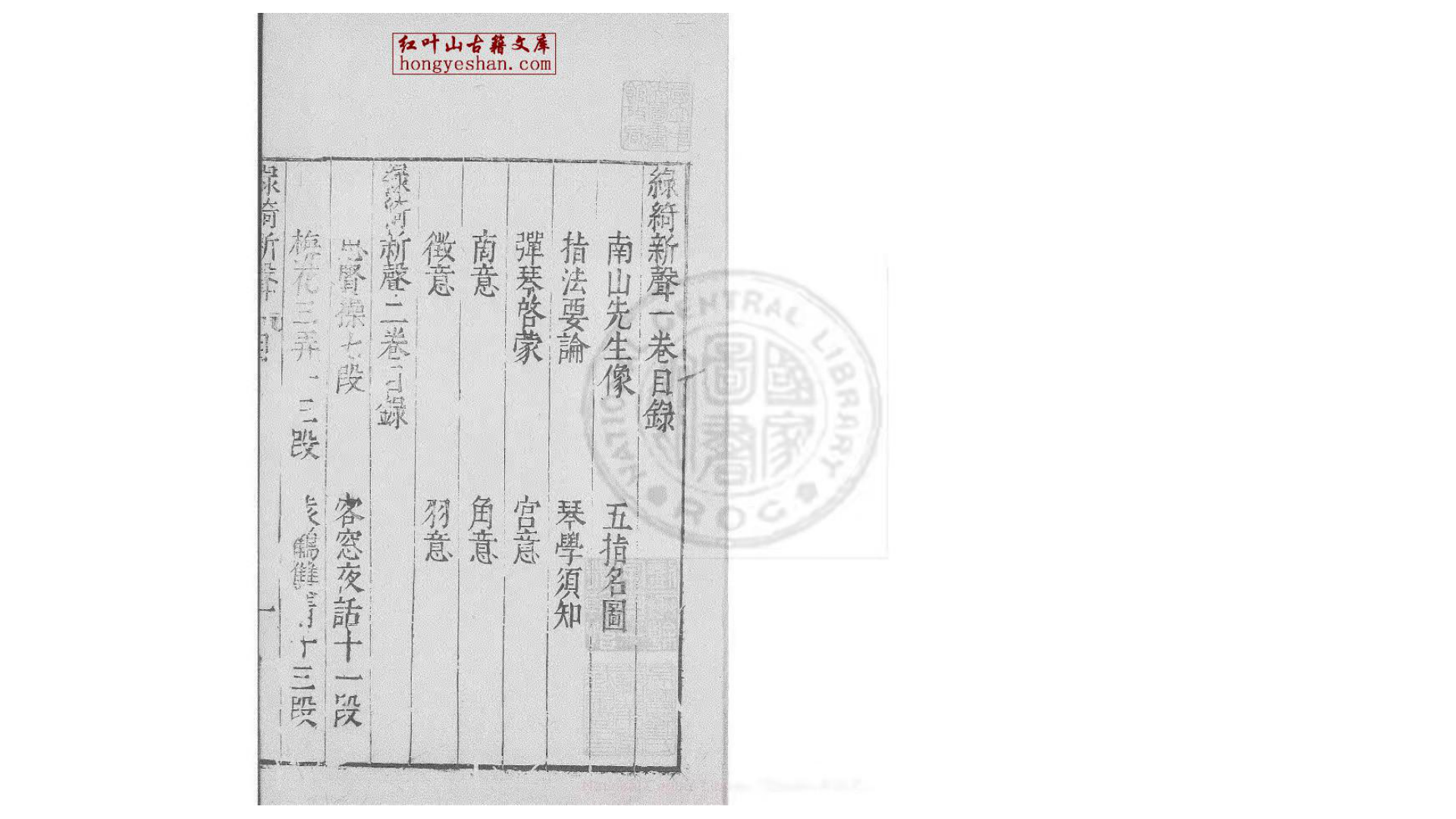 绿绮新声 三卷 (明)徐时琪撰 明万万历金陵荆山书林刊本