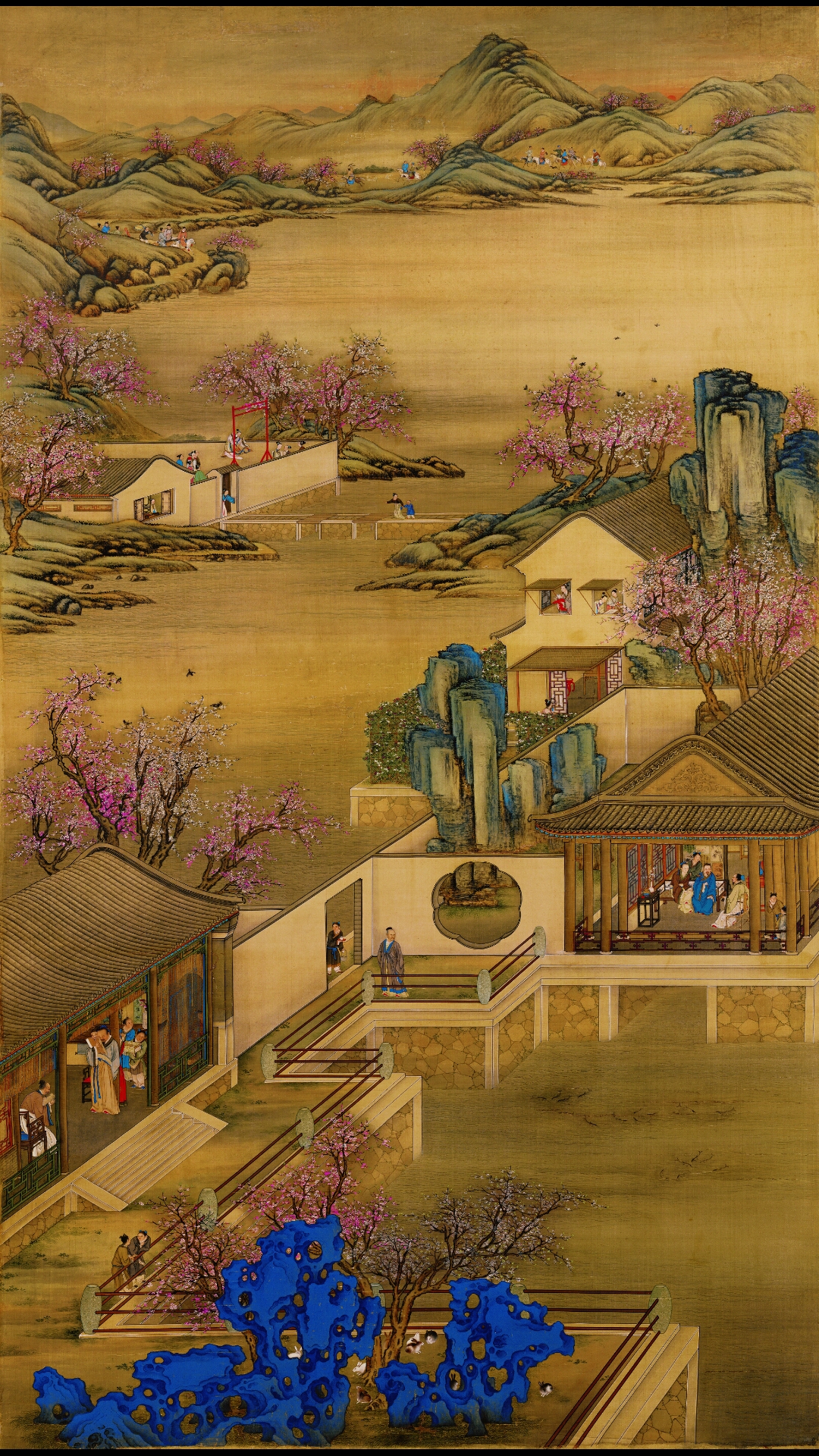 清 郎世宁 雍正十二月圆明园行乐图绢本188.2×102.2