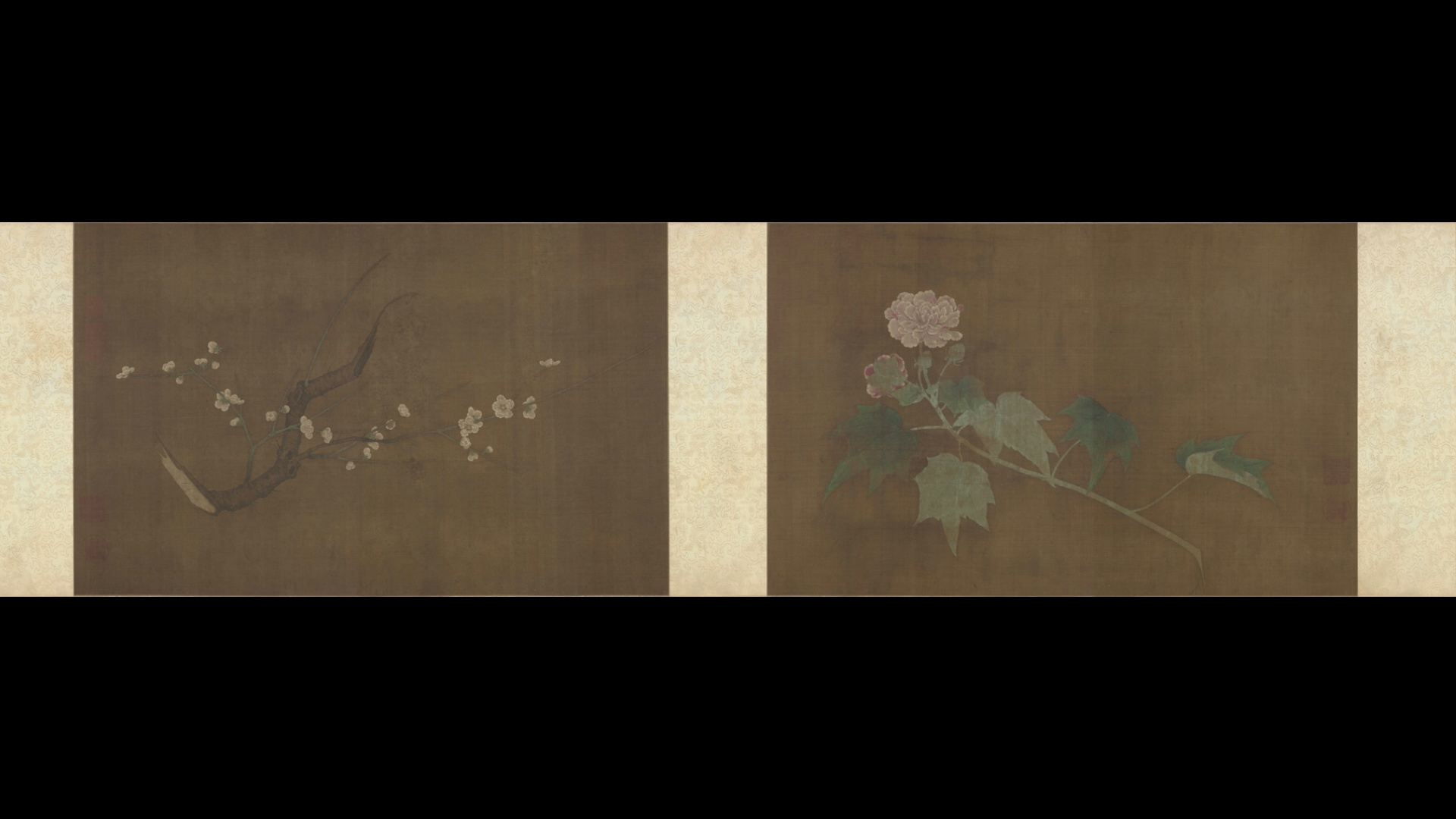 北宋 佚名(传赵昌)花卉四段图卷绢本49.2×77.6